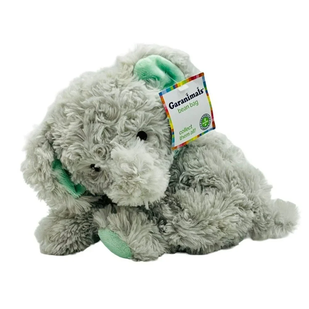 Garanimals Elephant Plush Gray Mint Green Ears Bow‎ Swirl Fur Sewn Eyes with Tag